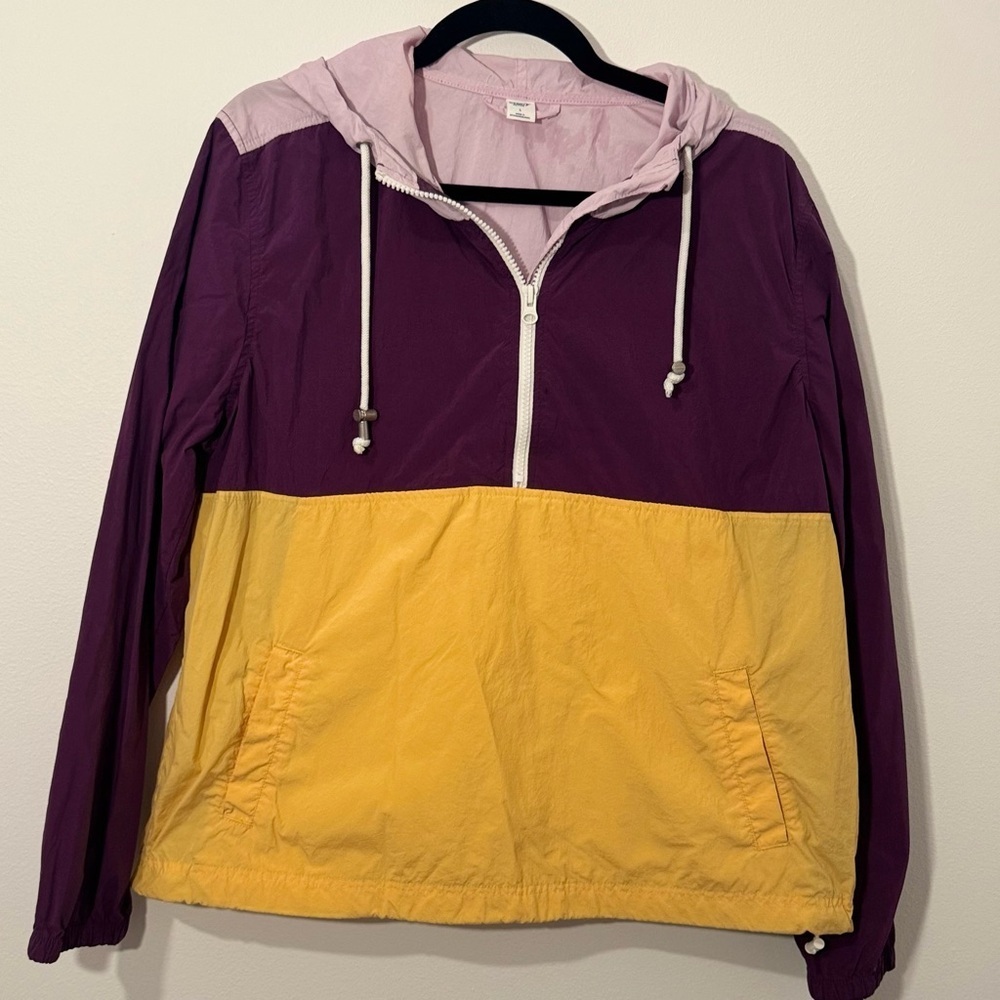 Old Navy Active Colorblock Windbreaker Jacket – Women’s Large – Hooded Half Zip
